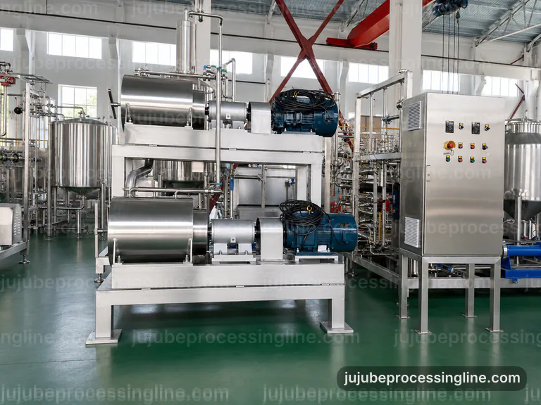 Industrial Jujube Juice And Paste Line: Process Scope And Configuration Interface industrial jujube juice and paste line, process scope and configuration: destoning followed by pulping section connection view