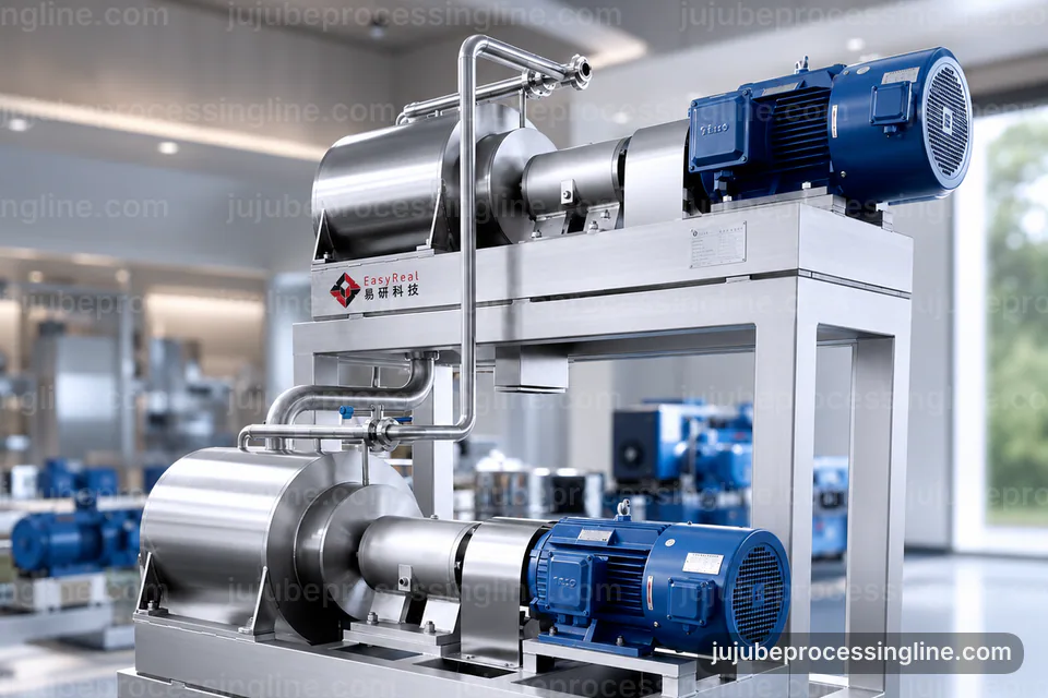Industrial Jujube Juice And Paste Line: Plant Integration Operating Stage industrial jujube juice and paste line, plant integration: destoning followed by pulping section operating stage